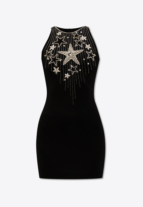 Balmain Stars Embroidered Mini Dress Black CF1R4001 PC18-EHV