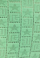 Balmain Monogram Knit Halterneck Midi Dress Green CF1RI001 KF97-7DF