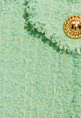 Balmain V-neck Tweed Mini Dress Green CF1R9103 XF91-7DF