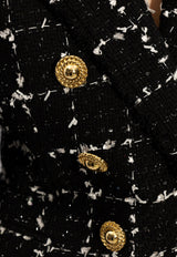 Balmain Check Tweed Double-Breasted Blazer Black CF1SG006 CE64-EBB