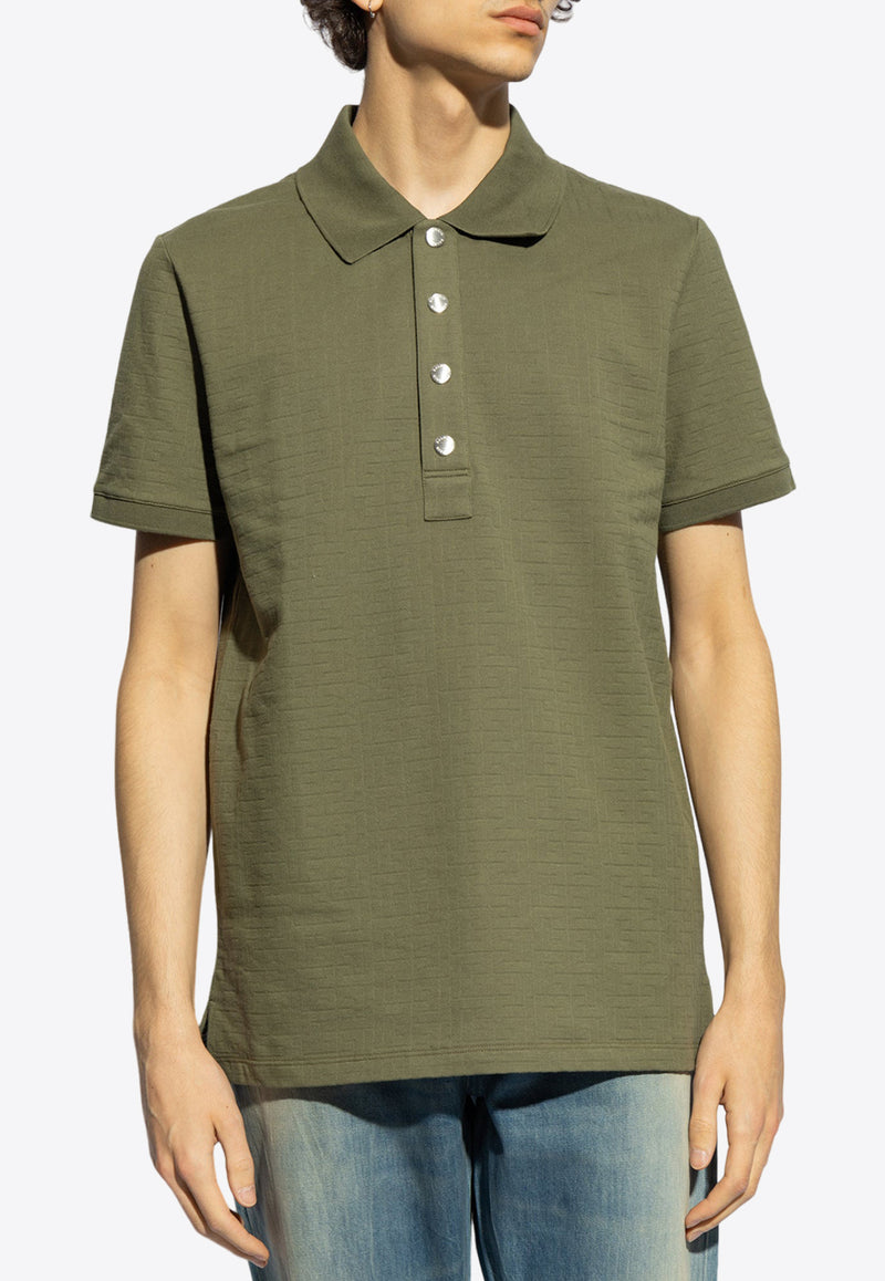 Balmain Monogram Jacquard  Polo T-shirt Green CH0GB000 JB82-7CW