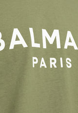 Balmain Logo Print Crewneck T-shirt Green CH0EG000 BB73-UHB