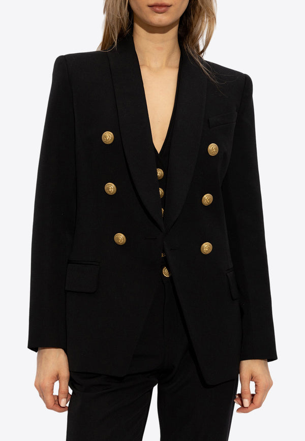 Balmain Double-Breasted Wool Blazer Black CF1SH020 WC09-0PA