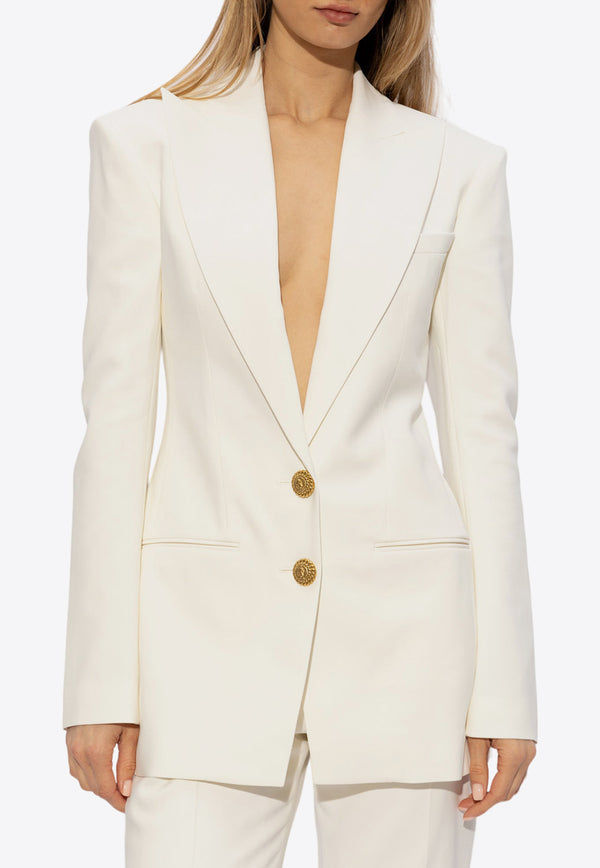 Balmain Single-Breasted Crepe Blazer White CF1SE055 VE17-0FA