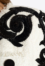 Balmain Embroidered Paisley Tweed Jacket White CF1SK451 PC20-GAB