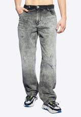 Balmain Washed-Effect Straight Jeans Gray CH1MI065 DE01-9FK