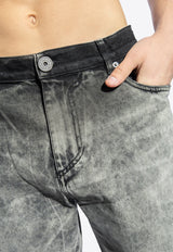 Balmain Washed-Effect Straight Jeans Gray CH1MI065 DE01-9FK