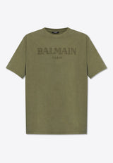 Balmain Logo Embroidered Vintage T-shirt Green CH0EG010 BC72-UIA