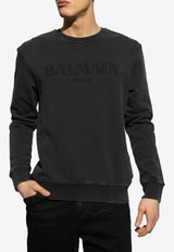 Balmain Logo Embroidered Vintage Sweatshirt Black CH0JQ040 BC72-YGD