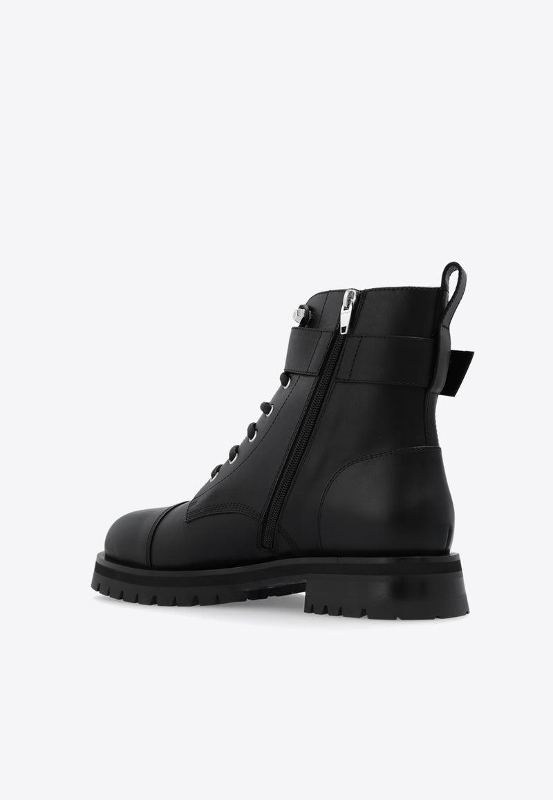 Balmain Charlie Leather Ankle Boots Black CM1TC334 LVIT-0PA