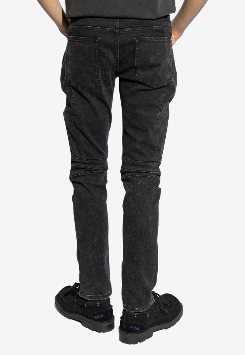Balmain Slim-Fit Paneled Jeans Black CH0MG009 DE40-0PC