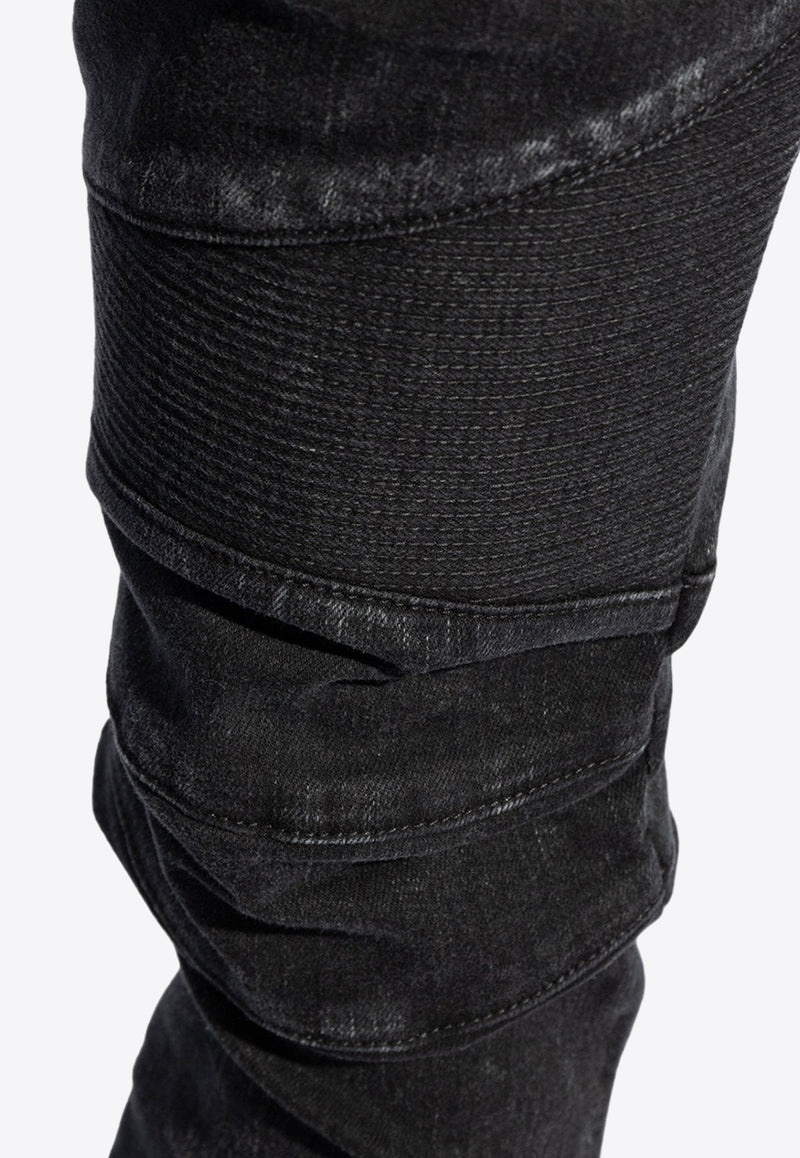 Balmain Slim-Fit Paneled Jeans Black CH0MG009 DE40-0PC
