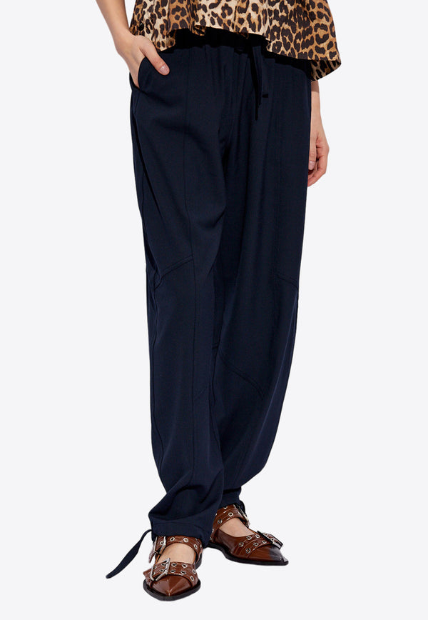 GANNI Elasticated Waist Pants Navy F9141 6751-683