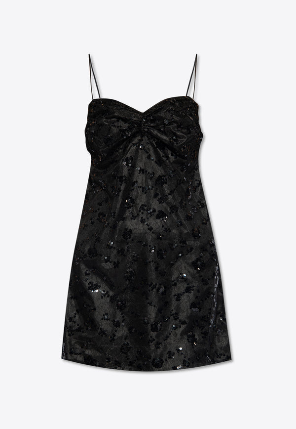 GANNI Sequined Lace Mini Dress Black F9174 6760-099