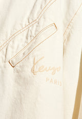Kenzo Logo Embroidered Western Denim Shirt Off-white FE55DC411 6W4-WT