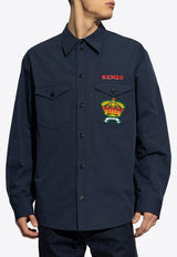 Kenzo Logo Patch Long-Sleeved Shirt Blue FE55CH414 9LP-77