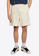 Kenzo Logo Embroidered Denim Shorts Off-white FE55DS337 6W4-WT