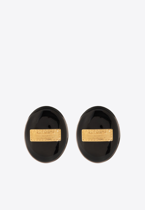 Balmain Signature Grid Logo Earrings Black CN0XK315 MBSE-0PA