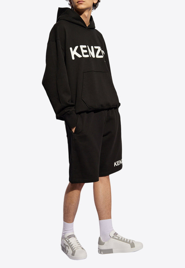Kenzo Orange Print Oversized Hooded Sweatshirt Black FE55SW179 4MG-99J