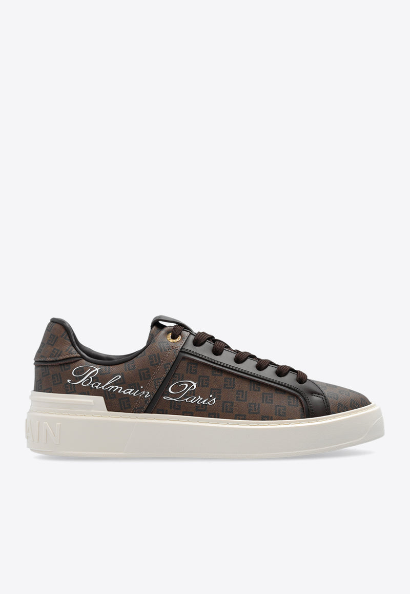 Balmain B-Court Monogram Leather Sneakers Brown CN1VI712 TMBP-WFP