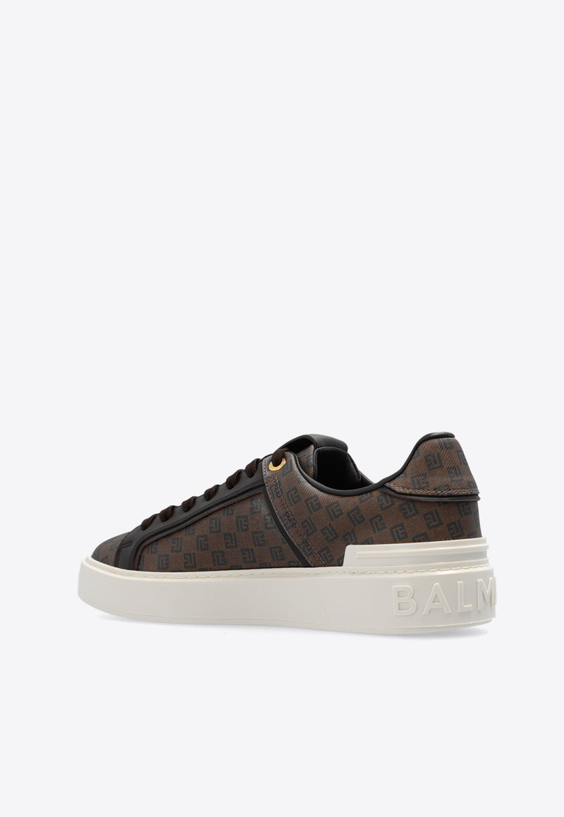 Balmain B-Court Monogram Leather Sneakers Brown CN1VI712 TMBP-WFP