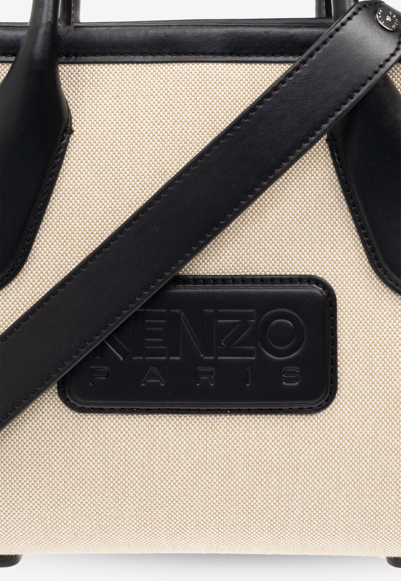 Kenzo Small Kenzo 18 Logo Patch Tote Bag Beige FE52SA210 B01-99