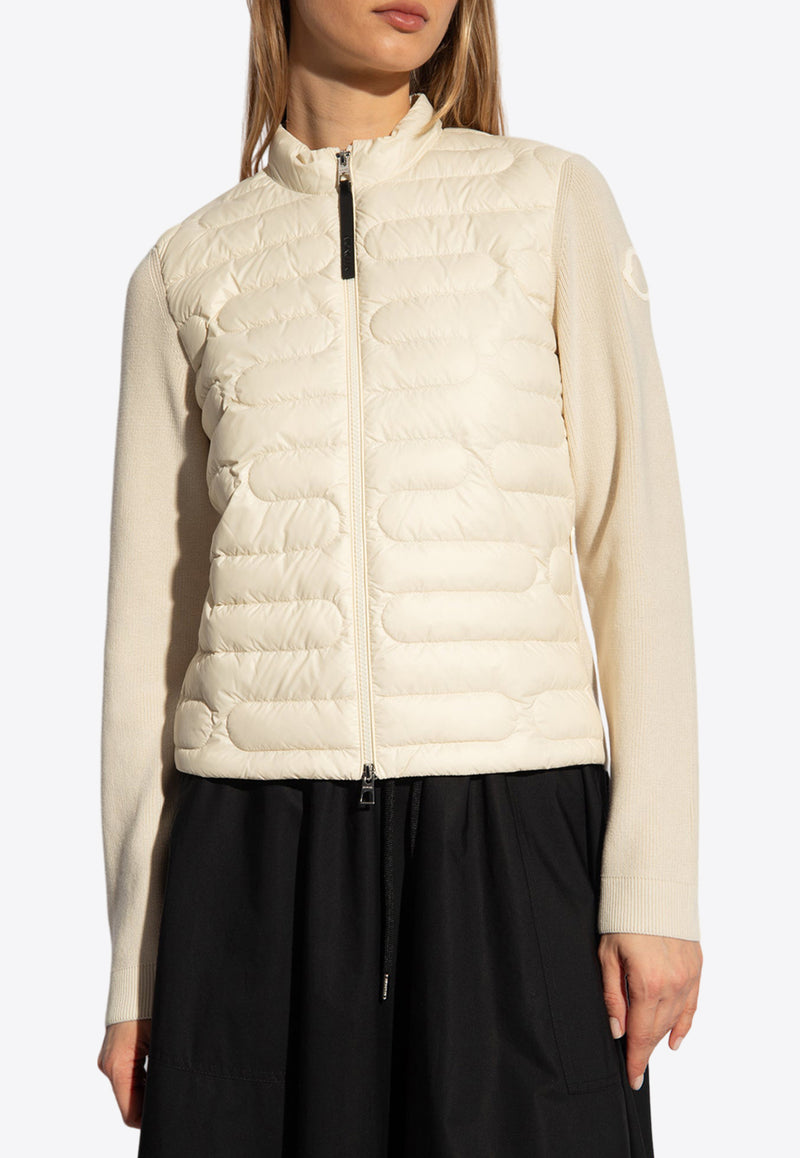 Moncler Zip-Up Quilted Jacket Cream J10939B00028 M1367-20O