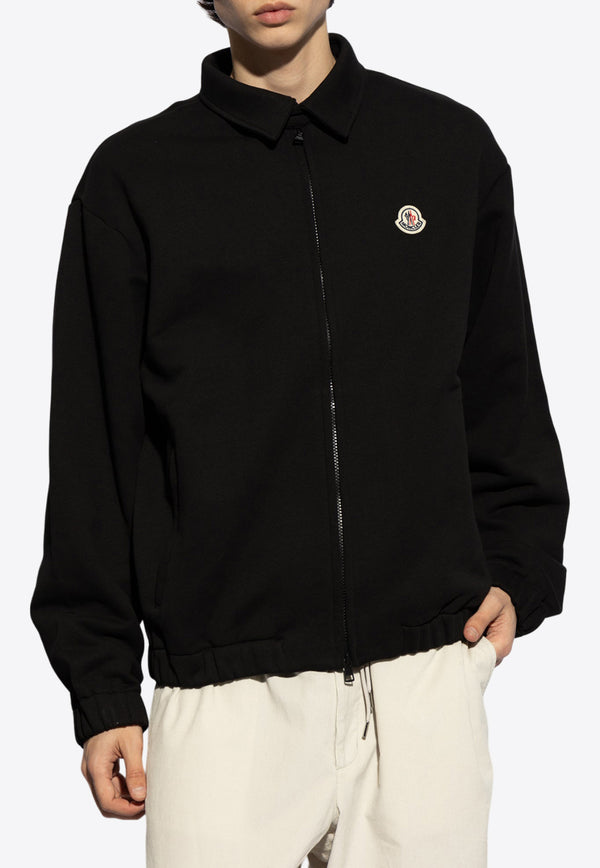 Moncler Logo Patch Zip-Up Sweatshirt Black J10918G00058 89AEN-998