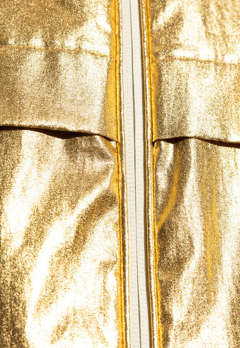 Moncler Roques Metallic Zip-Up Jacket Gold J10911A00137 M4233-12K