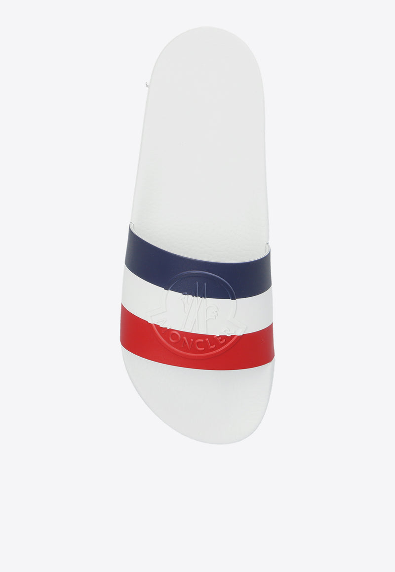 Moncler Basile Logo Rubbler Slides White J109A4C00030 01A49-002