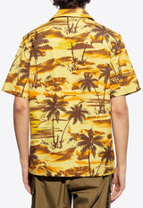 Moncler Tropical Palm Print Shirt Yellow J10912F00004 597JD-S13