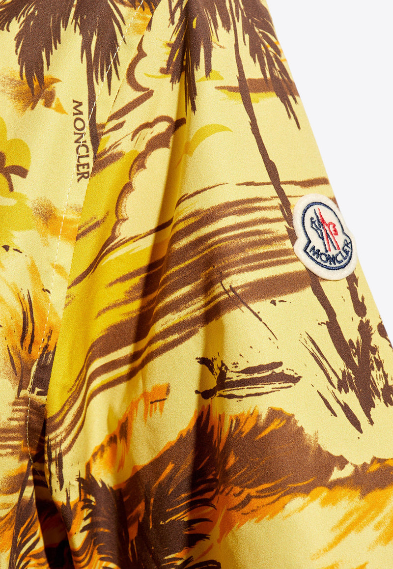 Moncler Tropical Palm Print Shirt Yellow J10912F00004 597JD-S13