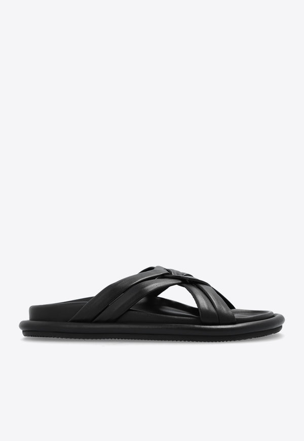 Moncler Bell Smooth Leather Slides Black J109B4L00130 M4041-999