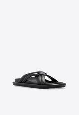 Moncler Bell Smooth Leather Slides Black J109B4L00130 M4041-999