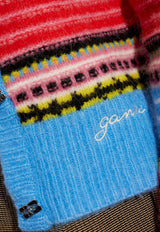 GANNI Striped Soft Wool Cardigan Multicolor K2145 2662-999