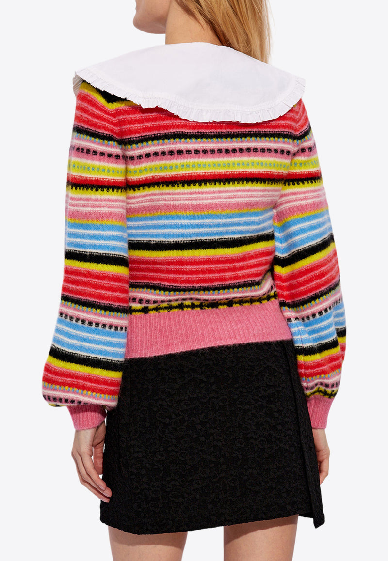 GANNI Striped Soft Wool Sweater Multicolor K2146 2662-999