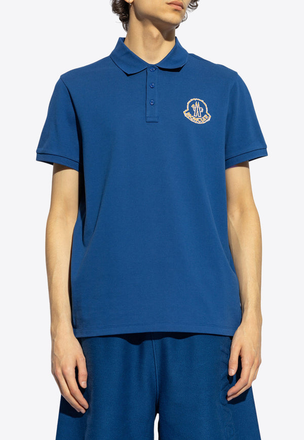 Moncler Logo Embroidered Polo T-shirt Blue J10918A00023 89A16-749