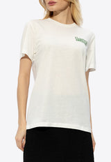 GANNI Logo Print Crewneck T-shirt White T3867 3655-795