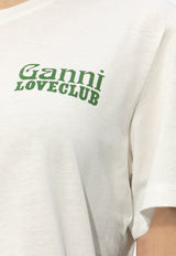 GANNI Logo Print Crewneck T-shirt White T3867 3655-795