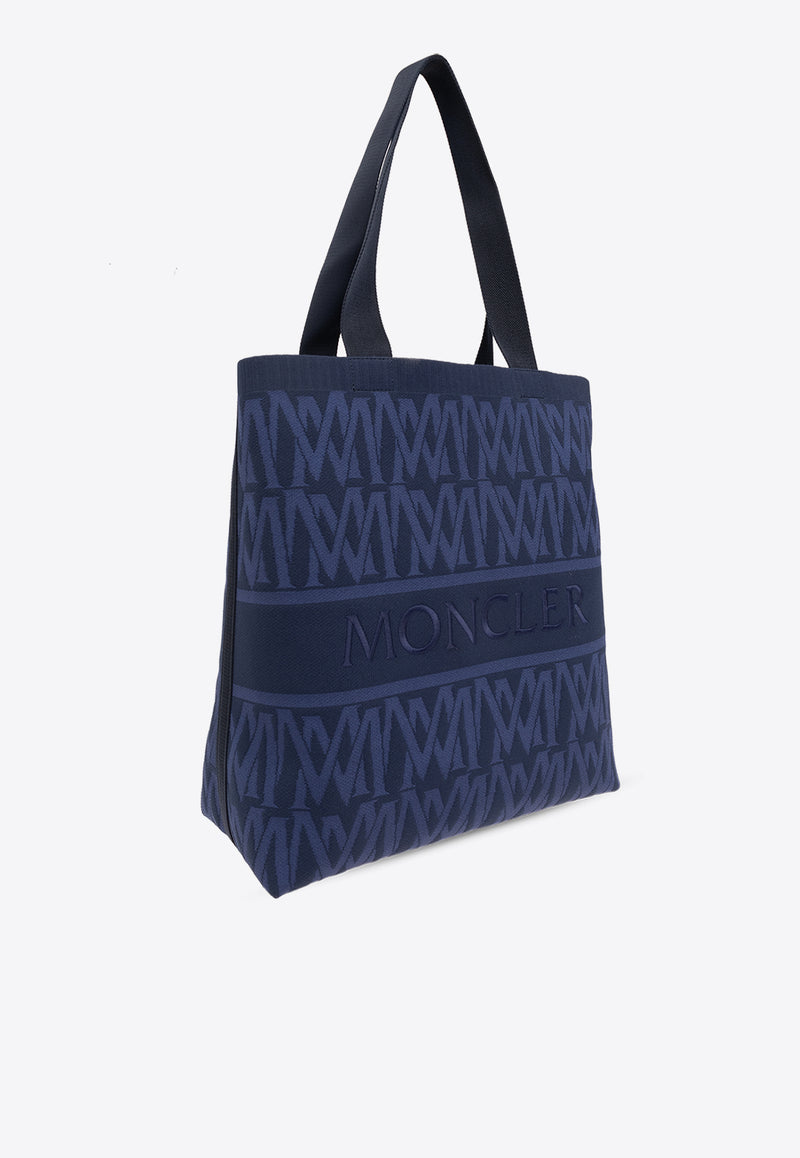 Moncler Knit Logo Monogram Tote Bag Navy J109A5D00010 M4078-F79