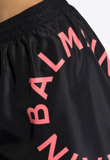 Balmain Logo Print Swim Shorts Black KĄPIELOWE BWB641230 0-003
