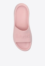 GANNI Raised Logo Rubber Slides Pink S2573 4925-868