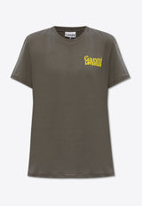 GANNI Logo Print Crewneck T-shirt Gray T3865 3655-490