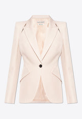 Alexander McQueen Cut-Out Single-Breasted Blazer Pink 790665 QEAFI-5119