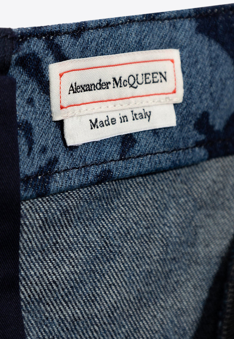Alexander McQueen Damask Jacquard Denim Midi Dress Blue 790151 QZAL8-4286