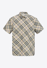 Burberry Signature Check Short-Sleeved Shirt Beige 8087639 B9629-LICHEN IP CHECK