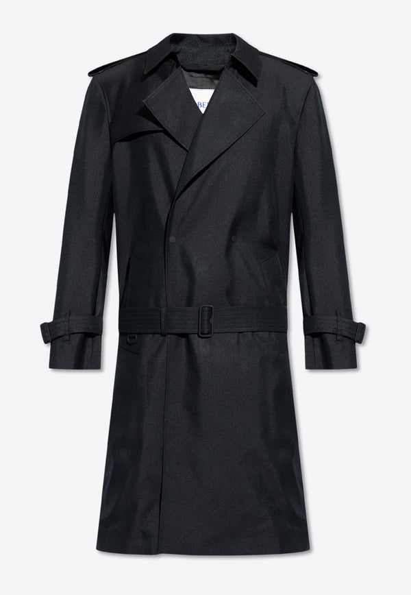 Burberry Long Silk Blend Trench Coat Black 8087101 A1189-BLACK