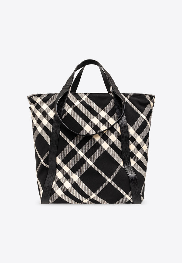 Burberry Large Field Checkered Tote Bag Black 8086476 A1189-BLACK CALICO