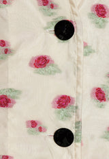 GANNI Floral Print V-neck Midi Dress Cream F8885 6759-795