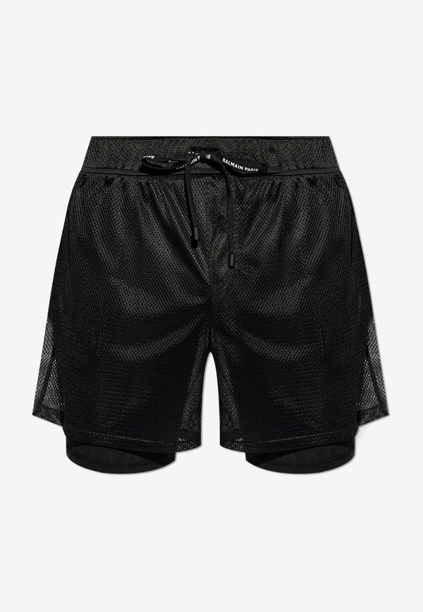 Balmain Layered Perforated Swim Shorts